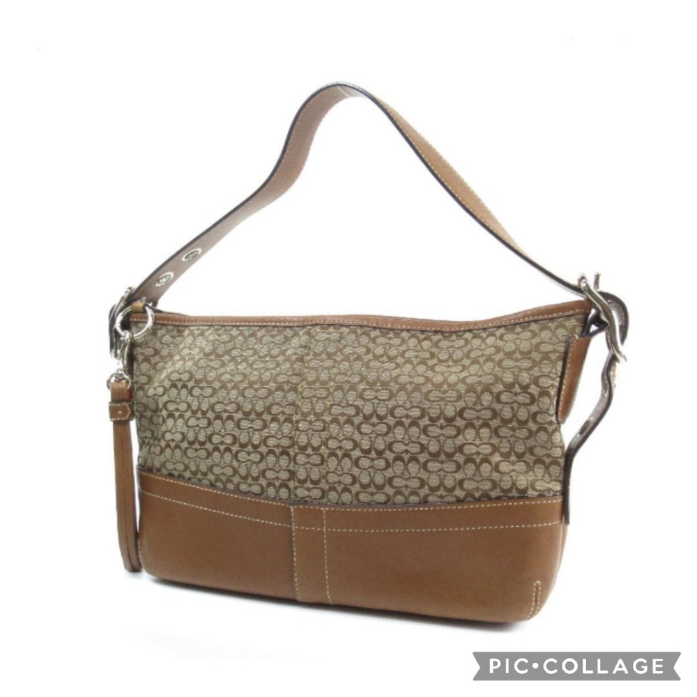 Coach Signature Jacquard and Leather Hobo - Picture 2 of 14